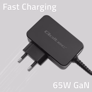 Qoltec 52386 GaN Power Pro Laadija 65W USB-C Must