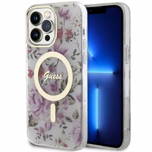 Guess GUHMP14LHCFWST iPhone 14 Pro 6.1" läbipaistev hardcase Flower MagSafe