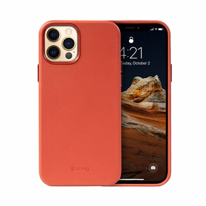 Crong Essential Cover Magnetic kunstnahast ümbris seadmele iPhone 12 Pro Max, MagSafe'iga, punane