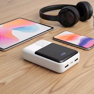 Välisaku 20 000mAh, 2x USB, 1x USB-C 22,5W, QC4+, LCD ekraan, valge