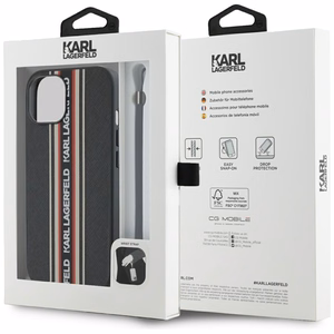Karl Lagerfeld Saffiano Athleisure Stripes Cord iPhone 15 Ümbris - Punane