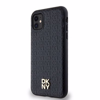 DKNY Leather Monogram Pattern Metal Logo MagSafe Ümbris jaoks iPhone 11 / Xr - Must