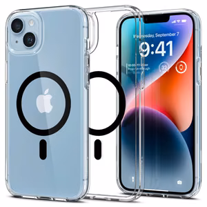Spigen Ultra Hybrid Mag ümbris MagSafe'iga iPhone 14 Plus'ile - läbipaistev must