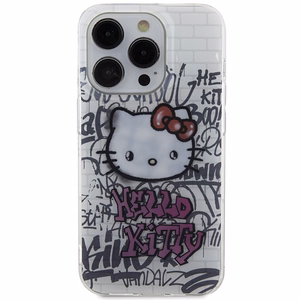 Hello Kitty IML Kitty On Bricks Graffiti ümbris jaoks iPhone 15 Pro - valge