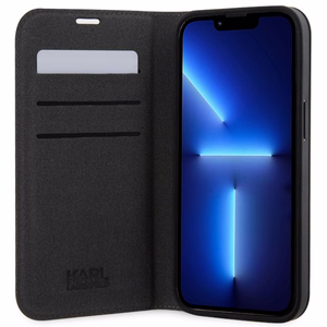 Karl Lagerfeld KLBKP14SSANKCPG iPhone 14 6.1" bookcase hõbedane/hõbedane Saffiano Karl & Choupette