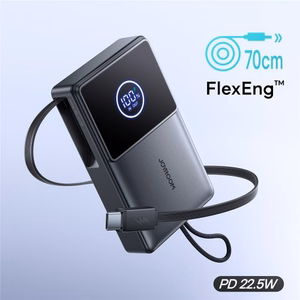 Joyroom JR-PR1 10000mAh 22.5W Powerbank sisseehitatud sissetõmmatava USB-C kaabliga - must