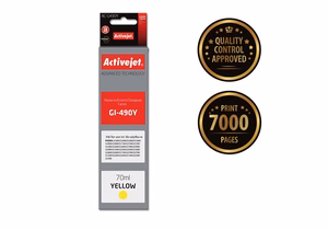 Activejet AC-G490Y – kollane tindipudel, asendab Canon GI-490Y, 70 ml, Supreme, 7000 lehekülge