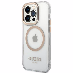 Guess GUHMP14XHTRMD iPhone 14 Pro Max 6.7 "kuldne / kuldne hard ümbris Metal Outline Magsafe