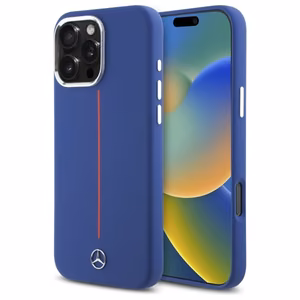 Mercedes Silicone punane Stripe MagSafe Ümbris jaoks iPhone 16 Pro Max - tumesinine