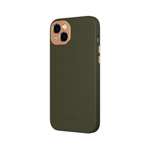 Moshi Napa ümbris seadmele iPhone 14 Plus, MagSafe'iga ühilduv, vegannahast, Juniper Green värvitoonis
