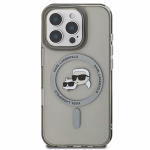 Чехол Karl Lagerfeld IML Metal Karl&Choupette Head MagSafe для iPhone 16 Pro Max (чёрный)