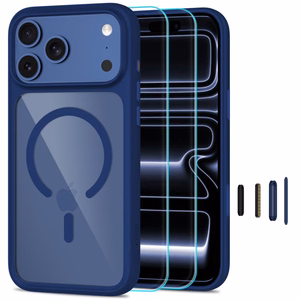 Tech-Protect MagOne MagSafe CC ümbris 2 karastatud klaasiga mudelitele iPhone 18 Pro Max / 17 Pro Max, läbipaistev tumesinine