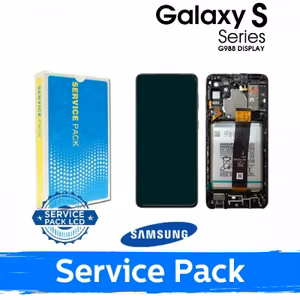 LCD Display Compatible With Samsung G998 S21 Ultra With Frame / Phantom Black / (Service Pack)  +INCLUDING BATTERY