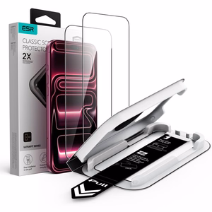 ESR UltraFit Classic 2 karastatud klaasi komplekt mudelitele iPhone 18 Pro / 17 Pro, must
