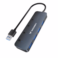 USB-A Hub Wozinsky WHS080YSS 4 x USB-A 3.0 with individual switches, aluminum, with 30 cm kaabel - hall