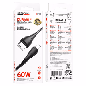 Borofone Кабель BX121 Energy - Type C to Type C - PD 60W 1 метр чёрный
