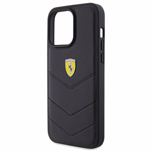 Ferrari Quilted Metal Logo ümbris jaoks iPhone 15 Pro Max - must