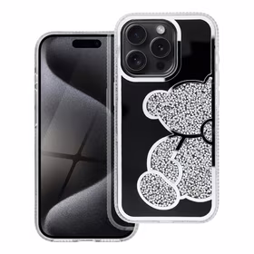 TEDDY BEAR Ümbris jaoks IPHONE 16 Pro Max hõbedane