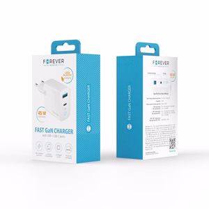 Forever TC-06-45AC GaN PD QC laadija 1x USB-C 1x USB 45W valge