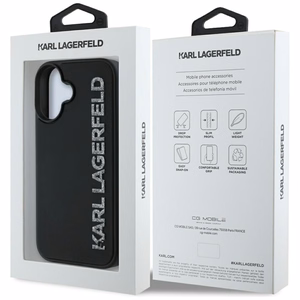 Karl Lagerfeld HC 3D Rubber Elongated Glitter iPhone 16 Ümbris - must