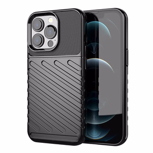 Thunder Case Paindlik ja vastupidav TPU ümbris iPhone 13 Pro jaoks must
