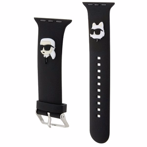 Karl Lagerfeld 3D Rubber Karl ja Choupette Heads rihm must Apple Watch 42/44/45/49mm jaoks