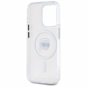 KARL LAGERFELD ümbris jaoks IPHONE 15 Pro Max compatible with MagSafe KLHMP15XHLSKIH (IML Metal K Head) valge