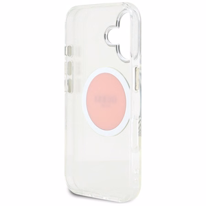 Guess IML Metal Colored Circle Classic Logo MagSafe iPhone 16 Ümbris - Roosa