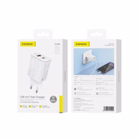 FONENG võrgulaadija EU66 PD 20W 1xUSB-C + 1xUSB QC3.0 valge