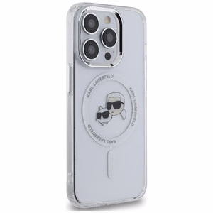 Karl Lagerfeld IML Metal Karl & Choupette Head MagSafe iPhone 14 Pro Ümbris - valge