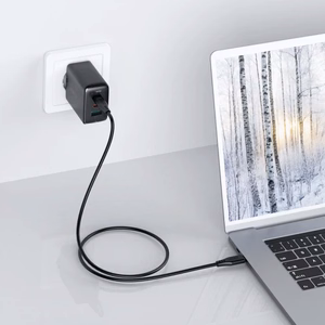 Laadija Acefast A13 must 65W (2xPD / 1xQC3.0) + Type-C / Type-C 120cm kaabel