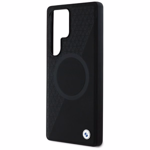 BMW Leather Half Textured MagSafe Ümbris jaoks Samsung Galaxy S25 Ultra - must