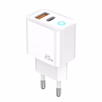 JELLICO seinalaadija EU11 PD 20W 1xUSB-C + 1xUSB QC3.0 + kaabel USB-C - Lightning Valge