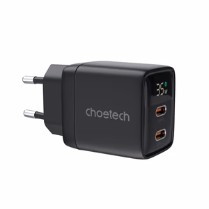 Choetech PD6051 USB-C USB-C PD 35W GaN wall Laadija with display - must