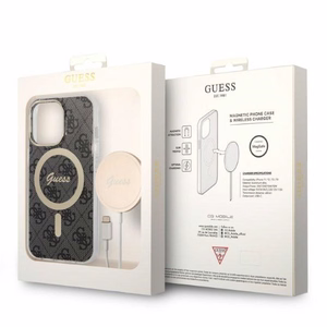 Set Guess GUBPP13LH4EACSK Ümbris+ Charger iPhone 13 Pro must/must hard ümbris 4G Print MagSafe