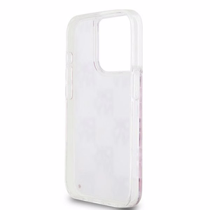 DKNY ümbris jaoks iPhone 15 Pro 6,1" DKHCP15LLCPEPP valge HC liquid glitters w checkered pattern