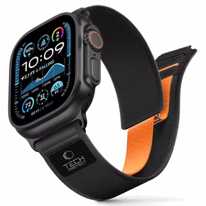 Tech-Protect Nylon Elite rihm Apple Watch 44 / 45 / 46 / 49 mm jaoks - must ja oranž