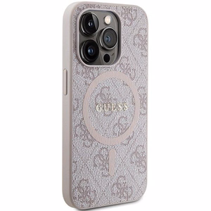 Guess 4G Collection Leather Metal Logo MagSafe Ümbris jaoks iPhone 14 Pro Max - roosa