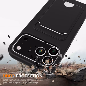 Must vedelsilikoonist kaardihoidiku ja rihmaga ümbris iPhone 18 Pro / 17 Pro jaoks