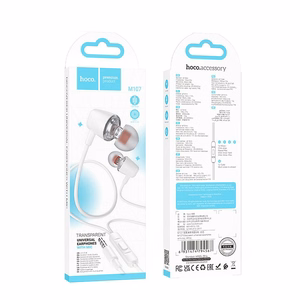 HOCO wire kõrvaklapid Jack 3,5 mm with microphone M107 valge