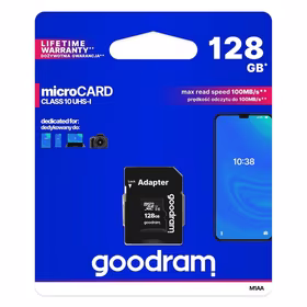 GOODRAM Memory MicroSD Card - 128GB with adapter UHS I CLASS 10 100MB/s