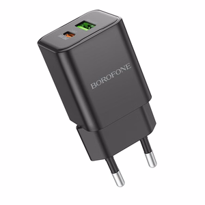 Borofone Wall Laadija BN14 Royal GaN - USB + Type C - QC 3.0 PD 30W must