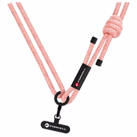 FORCELL F-DESIGN S10X165 crossbody phone lanyard with adjustable length (max 82,5cm in the loop) roosa valge