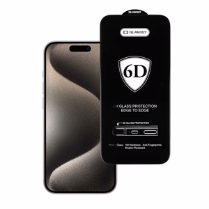 Tel Protect Full Glue 6D Karastatud klaas jaoks IPHONE 15 PRO MAX BLACK