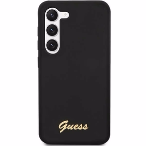 Guess GUHCS23SSLSMK S23 S911 чёрный/чёрный жёсткий чехол Silicone Vintage с золотым логотипом