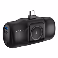 Wozinsky WF16-YCS 5000mAh 15W USB-C mini energiapank sisseehitatud USB-C kaabliga ja Apple Watchi laadijaga - must