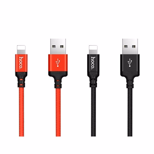 Кабель USB A to Lightning Hoco 1 м 4 чёрно-красный