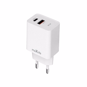 Maxlife MXTC-13-20AC PD QC laadija 1x USB-C 1x USB 20W valge
