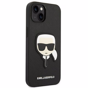 Karl Lagerfeld Saffiano Karl's Head Patch Case for iPhone 14 Plus - Black