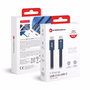 Kaabel USB C USB C Forcell F-Energy QC4.0 PD 3A 60W Cafule Flat 1,2 m CCFN23 tumesinine
